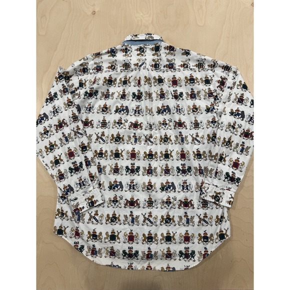 VTG Tommy Hilfiger Mens Large long sleeve button down shirt All Over Crest Logo - Picture 2 of 7